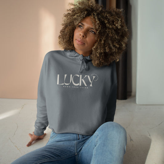 Women's Lucky Outfitters Crop Hoodie — Off White Logo
