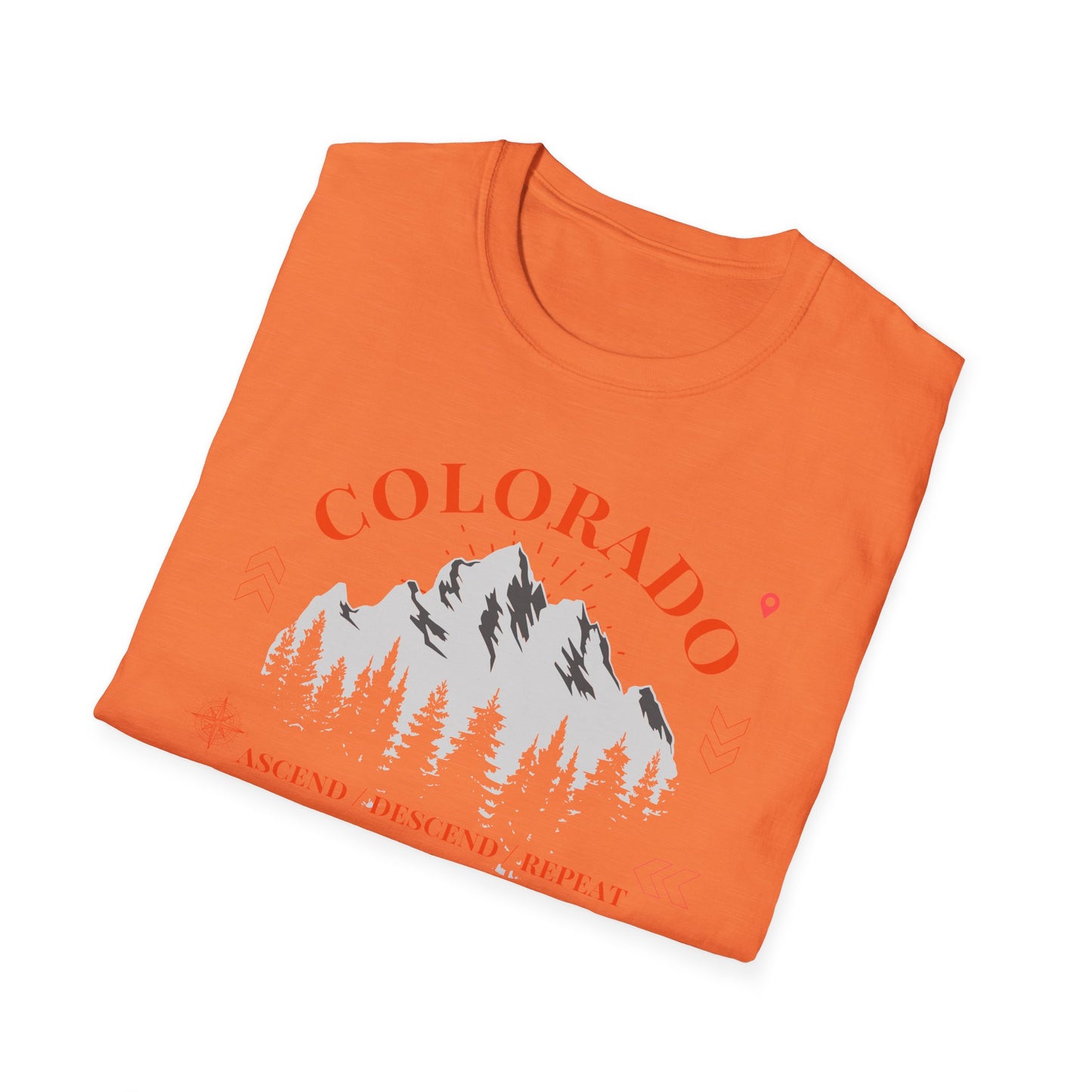 Colorado Mountains Ascend/Descend/Repeat Unisex T-Shirt — Colorado 14er Mountains Climbing List