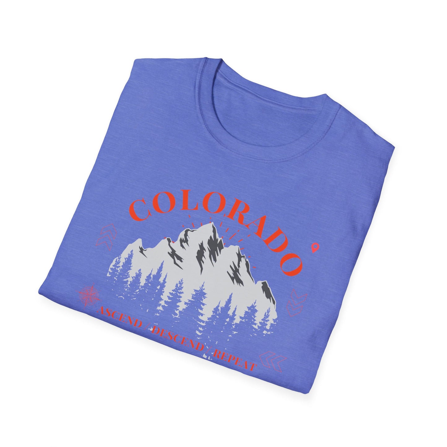 Colorado Mountains Ascend/Descend/Repeat Unisex T-Shirt — Colorado 14er Mountains Climbing List