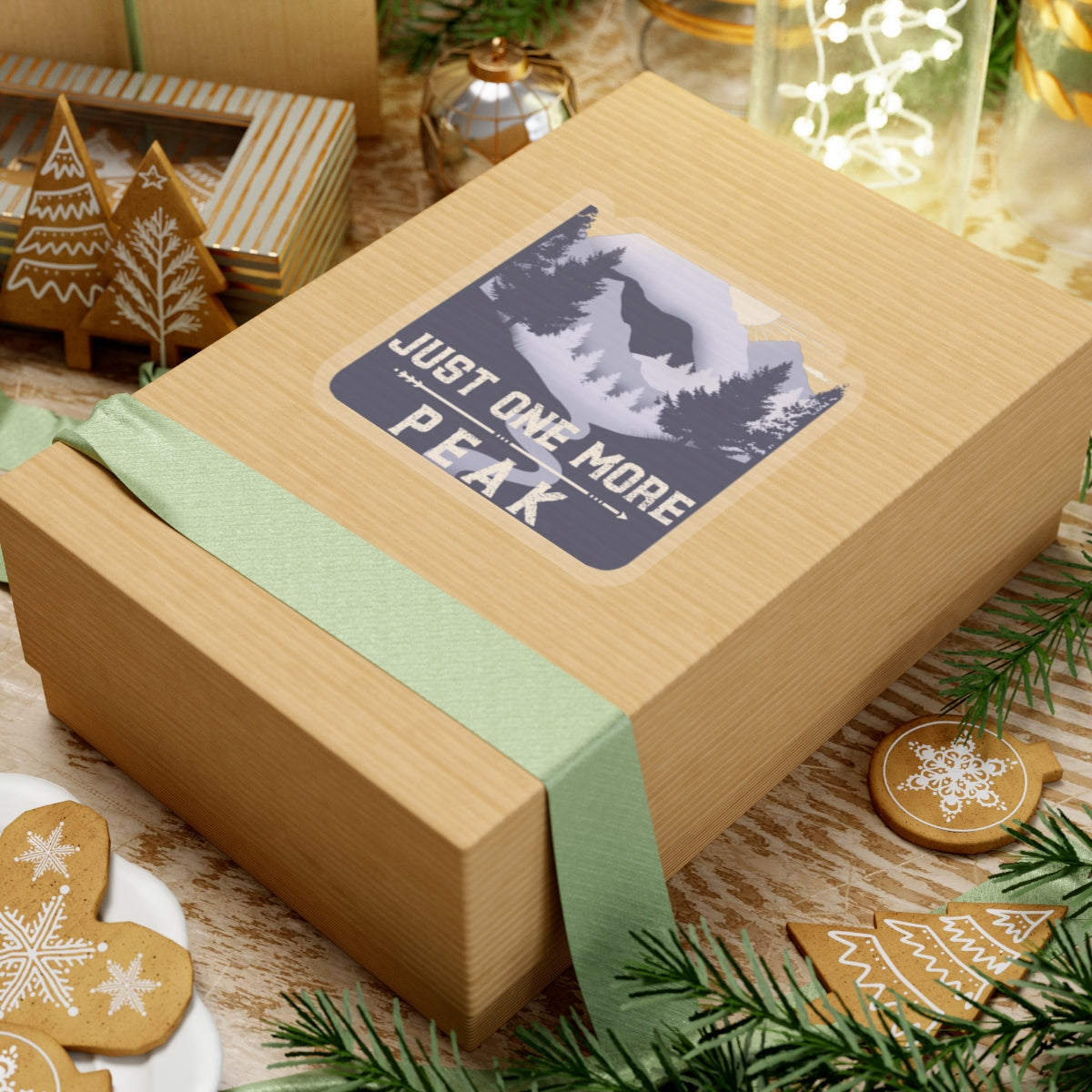 Just One More Peak Sticker — Mountain Adventure Kiss-Cut Decal