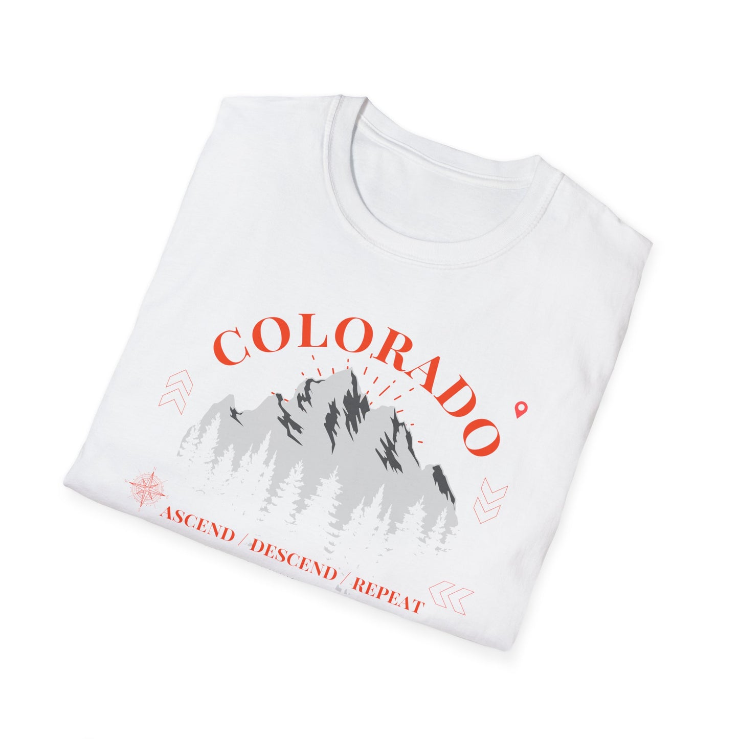 Colorado Mountains Ascend/Descend/Repeat Unisex T-Shirt — Colorado 14er Mountains Climbing List
