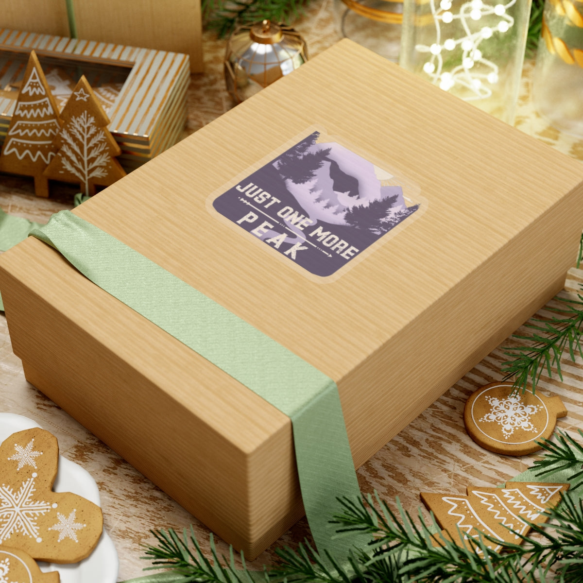 Just One More Peak Sticker — Hiking Mountain Kiss-Cut Decal