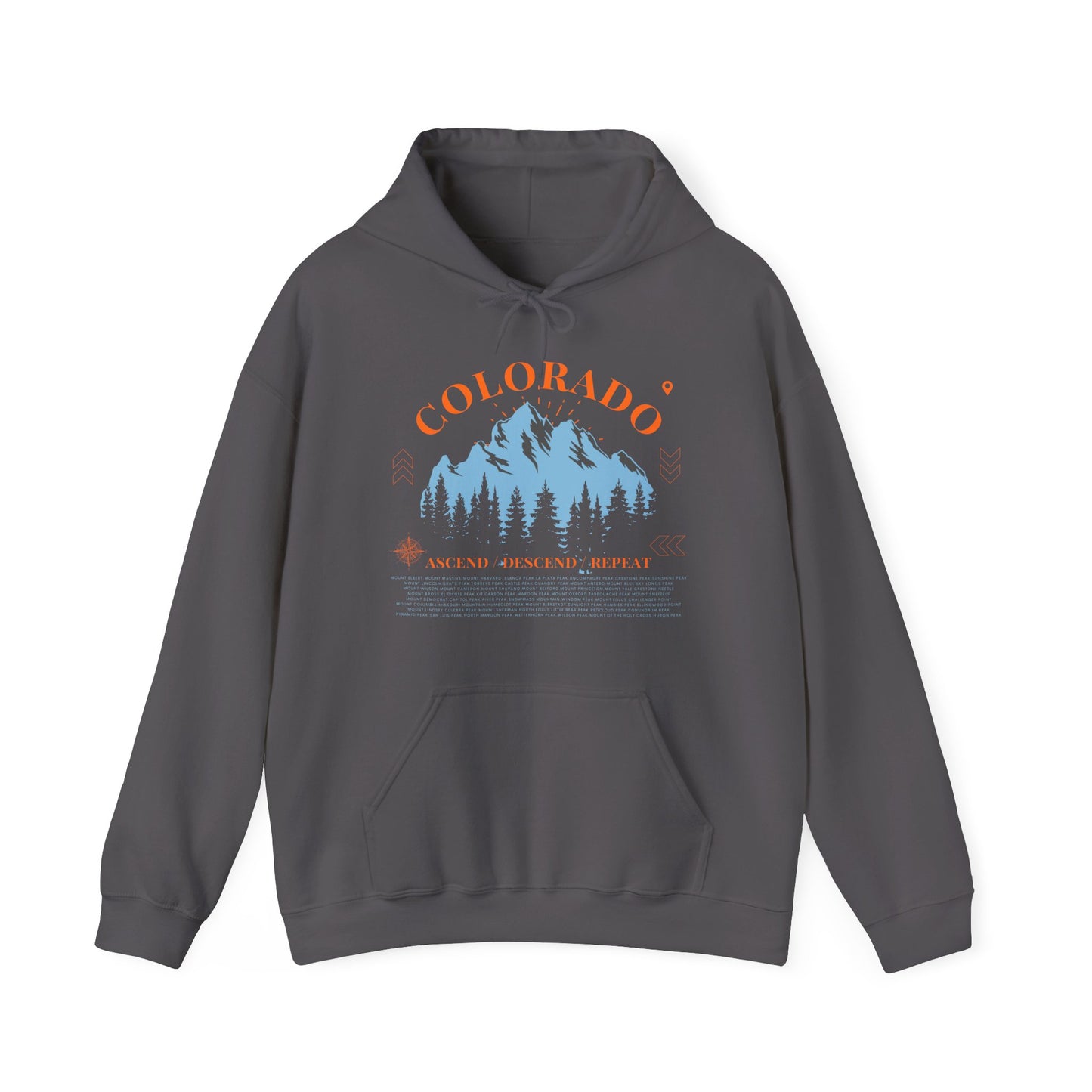 Colorado 14ers Mountain Unisex Hoodie — Ascend/Descend/Repeat Mountain Climbing Graphic - Lucky Outfitters Adventure Pullover