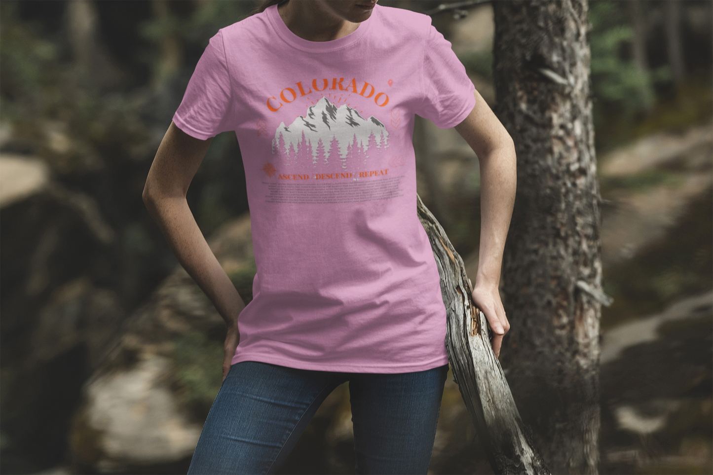 Colorado Mountains Ascend/Descend/Repeat Unisex T-Shirt — Colorado 14er Mountains Climbing List