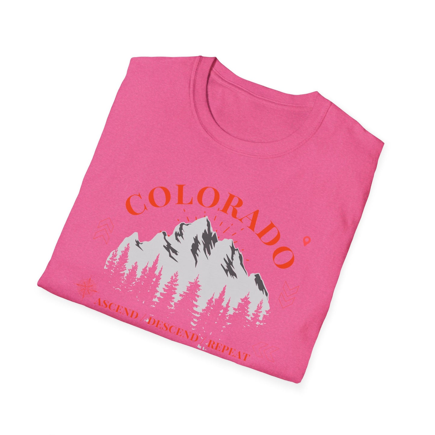 Colorado Mountains Ascend/Descend/Repeat Unisex T-Shirt — Colorado 14er Mountains Climbing List