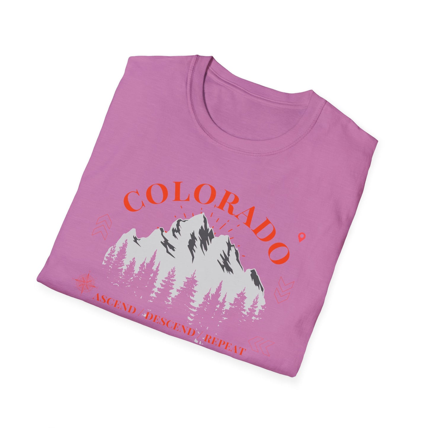 Colorado Mountains Ascend/Descend/Repeat Unisex T-Shirt — Colorado 14er Mountains Climbing List