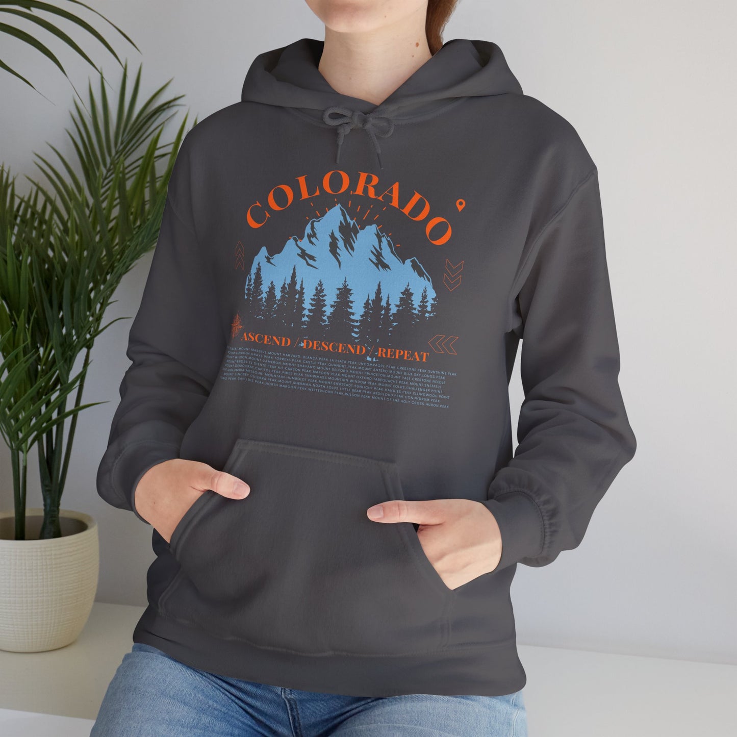 Colorado 14ers Mountain Unisex Hoodie — Ascend/Descend/Repeat Mountain Climbing Graphic - Lucky Outfitters Adventure Pullover