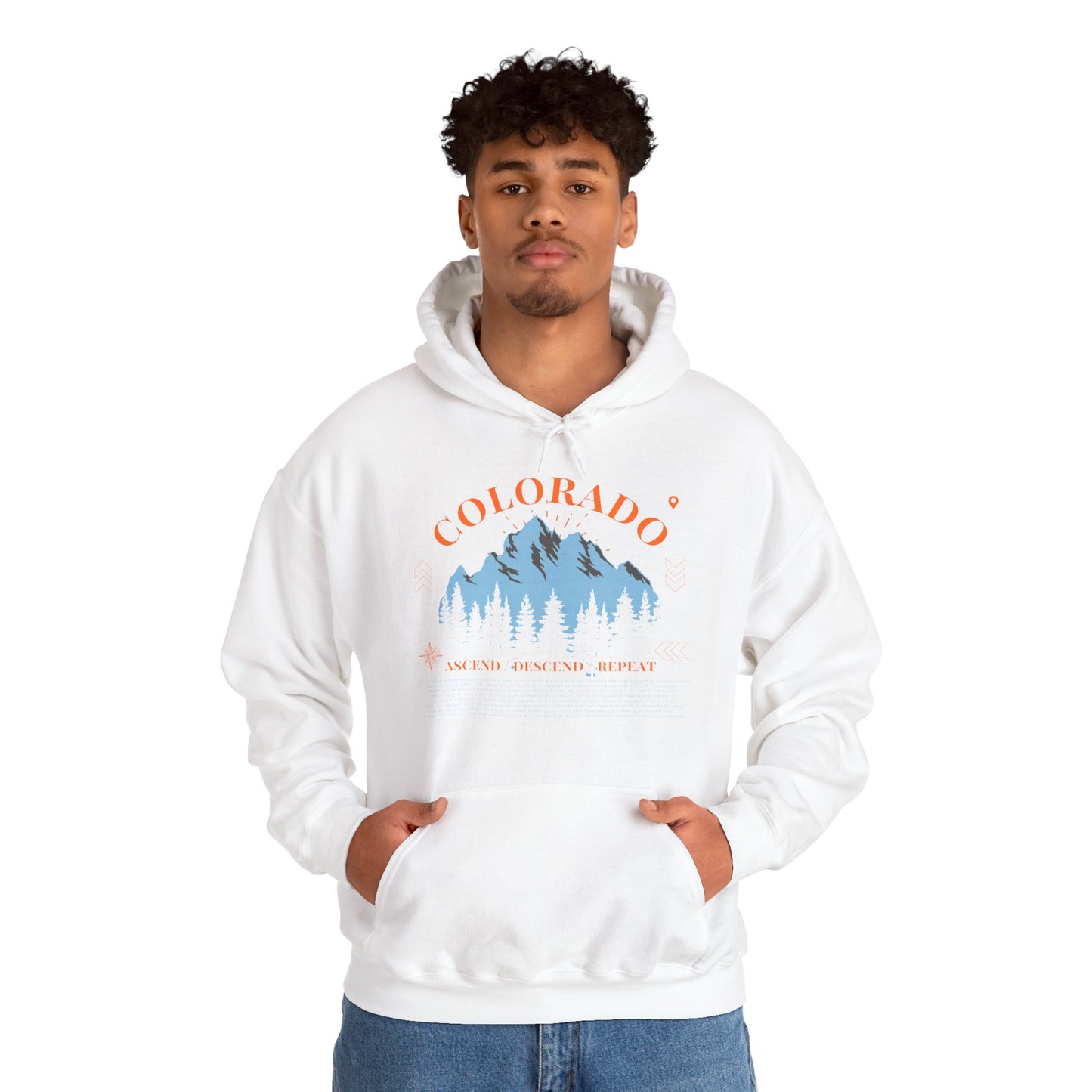 Colorado 14ers Mountain Unisex Hoodie — Ascend/Descend/Repeat Mountain Climbing Graphic - Lucky Outfitters Adventure Pullover