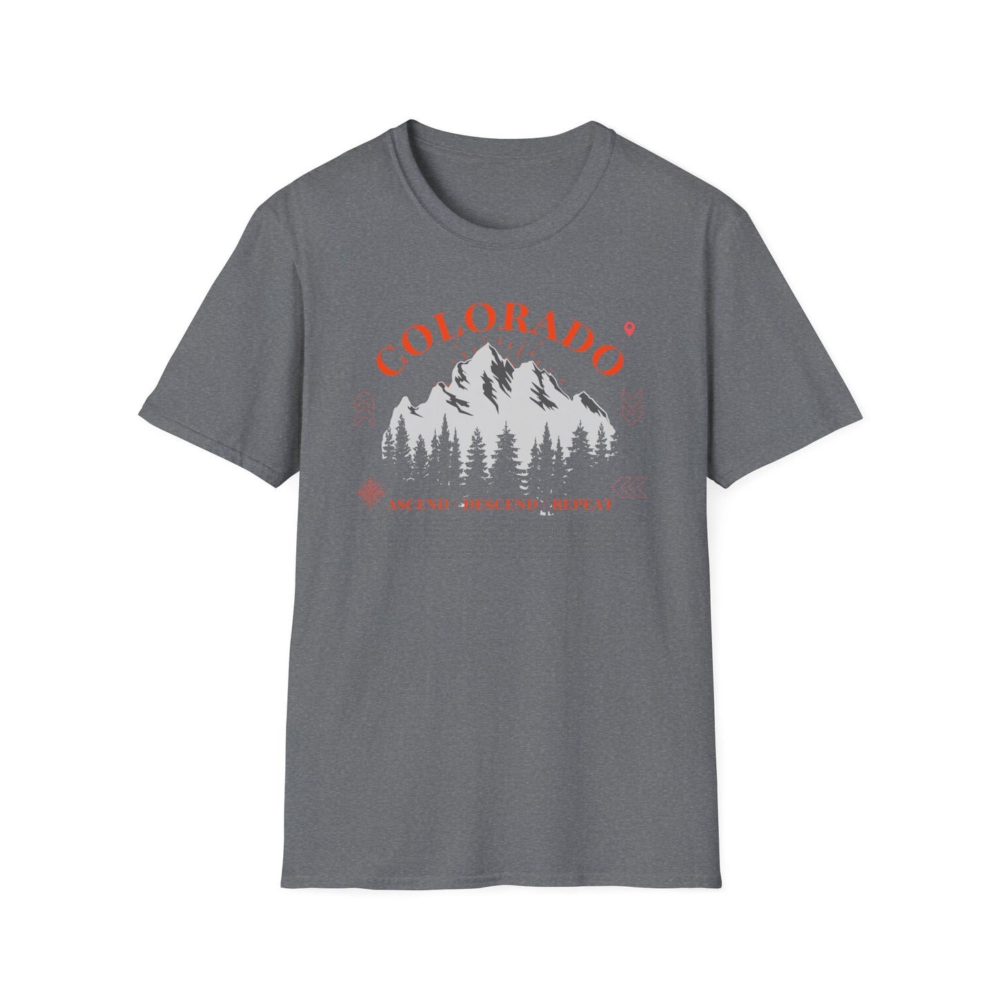 Colorado Mountains Ascend/Descend/Repeat Unisex T-Shirt — Colorado 14er Mountains Climbing List