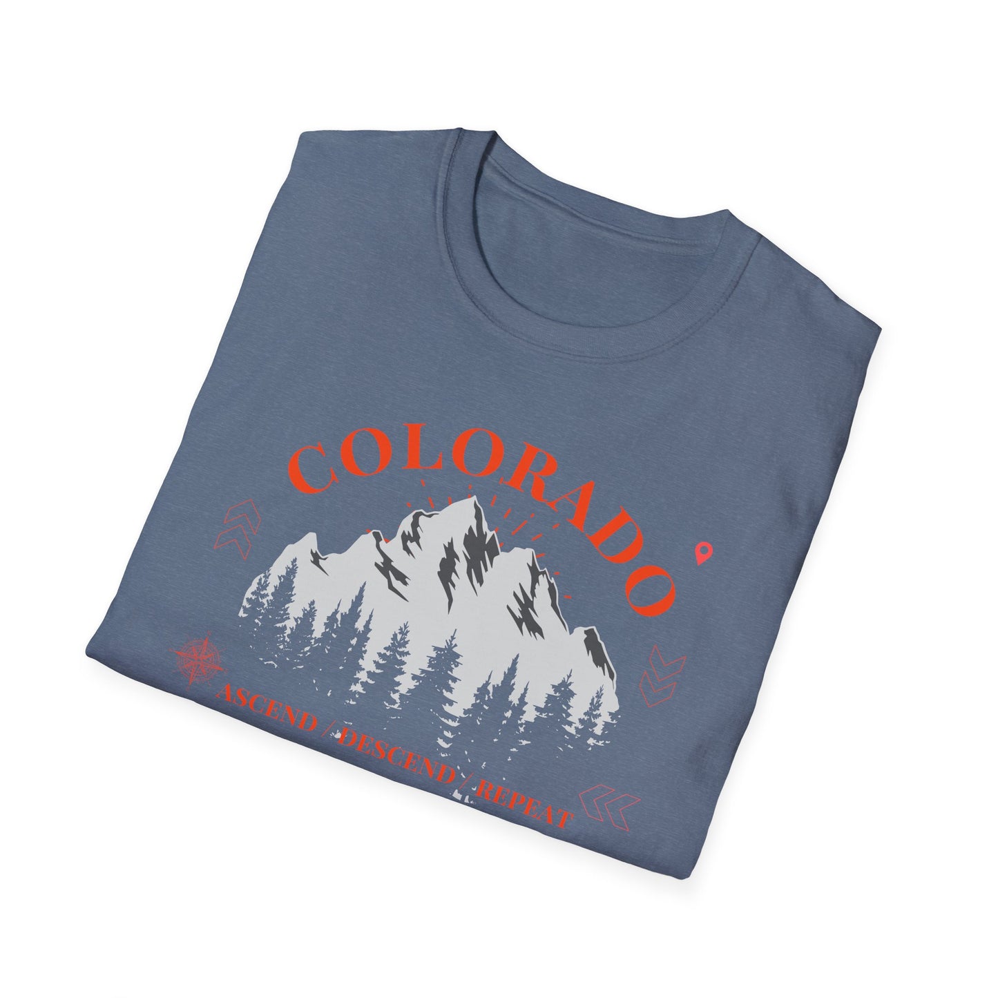 Colorado Mountains Ascend/Descend/Repeat Unisex T-Shirt — Colorado 14er Mountains Climbing List