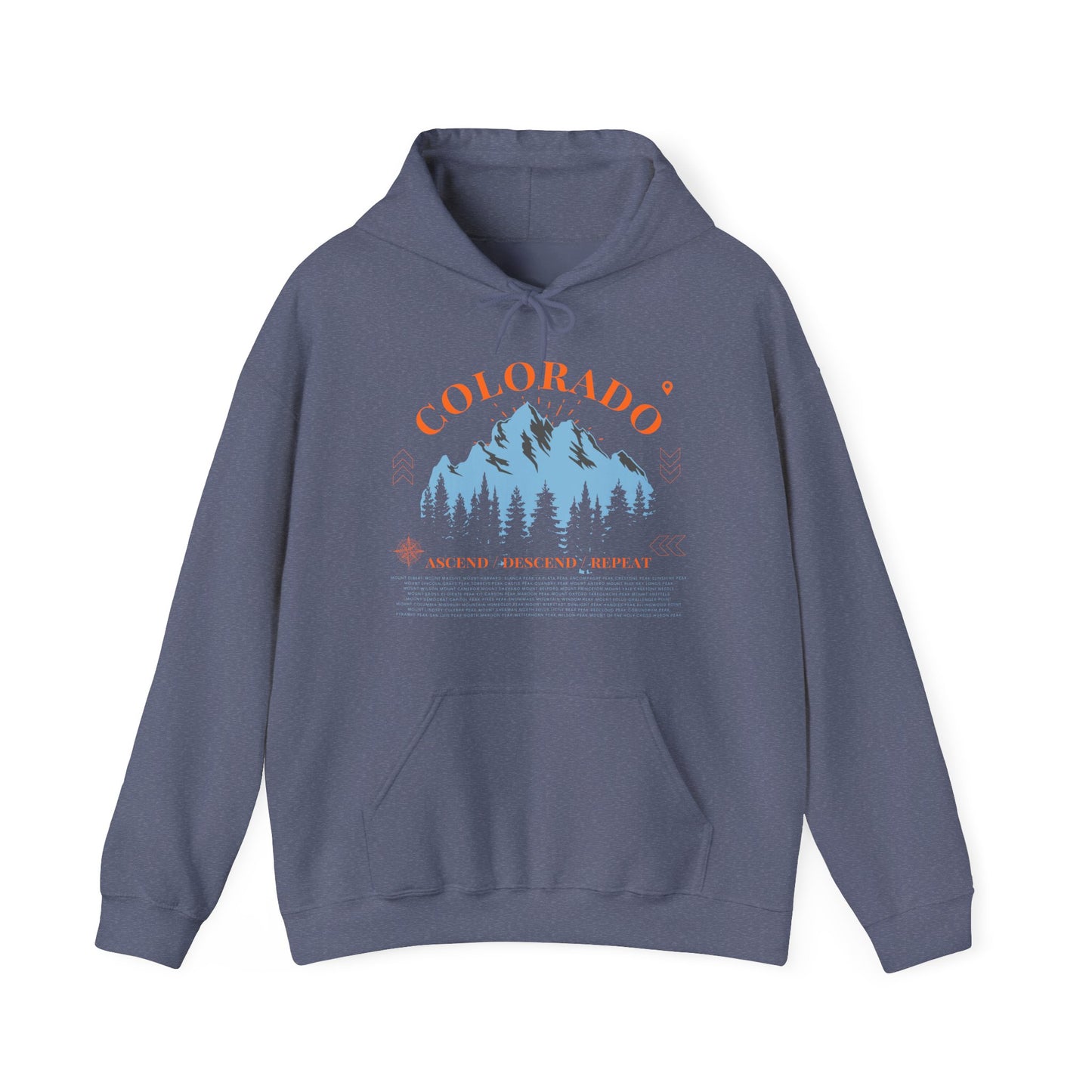 Colorado 14ers Mountain Unisex Hoodie — Ascend/Descend/Repeat Mountain Climbing Graphic - Lucky Outfitters Adventure Pullover