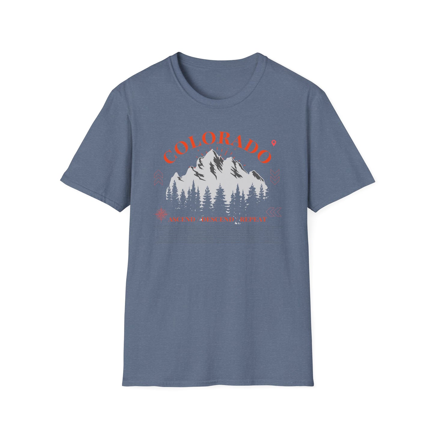 Colorado Mountains Ascend/Descend/Repeat Unisex T-Shirt — Colorado 14er Mountains Climbing List