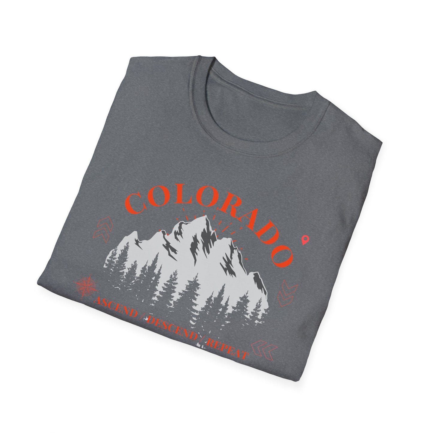 Colorado Mountains Ascend/Descend/Repeat Unisex T-Shirt — Colorado 14er Mountains Climbing List