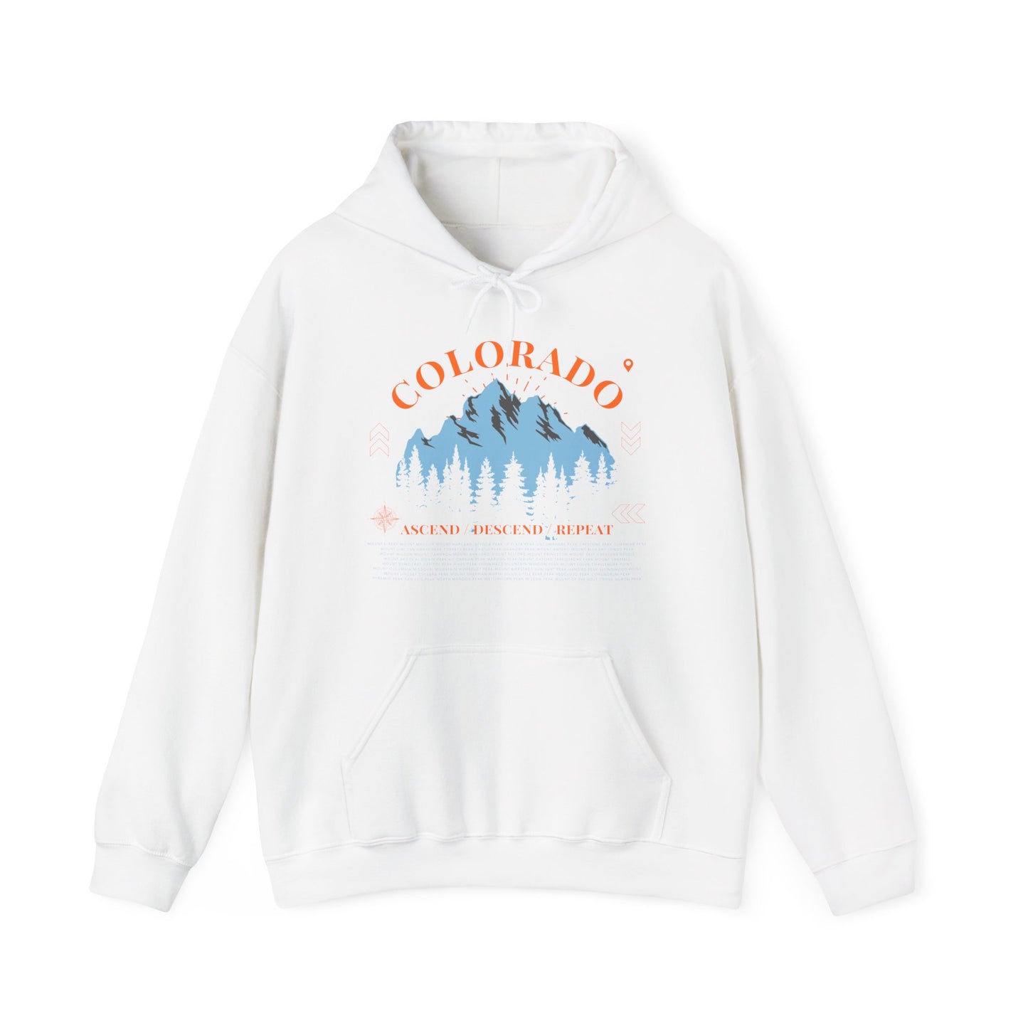 Colorado 14ers Mountain Unisex Hoodie — Ascend/Descend/Repeat Mountain Climbing Graphic - Lucky Outfitters Adventure Pullover