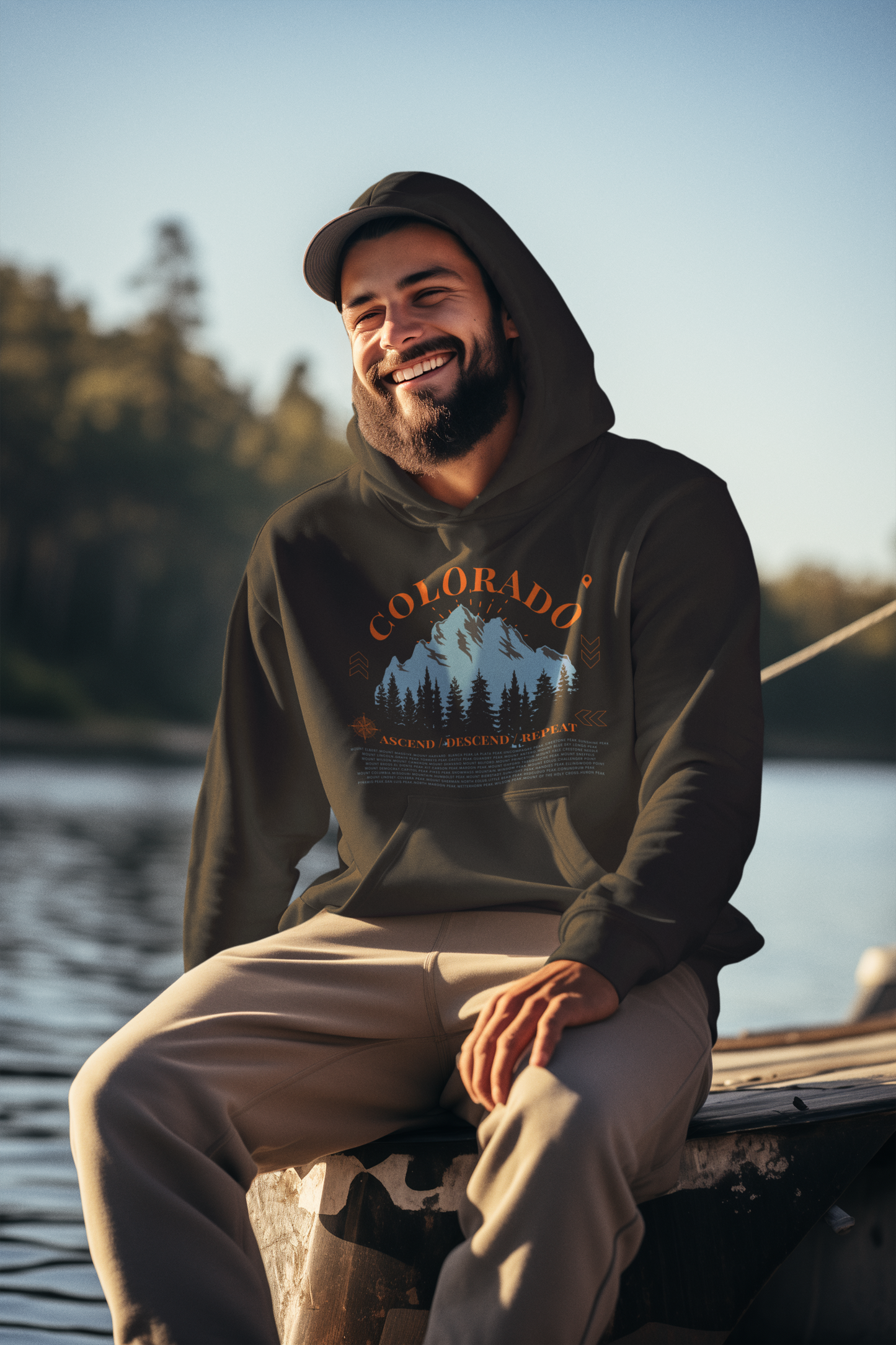 Colorado 14ers Mountain Unisex Hoodie — Ascend/Descend/Repeat Mountain Climbing Graphic - Lucky Outfitters Adventure Pullover